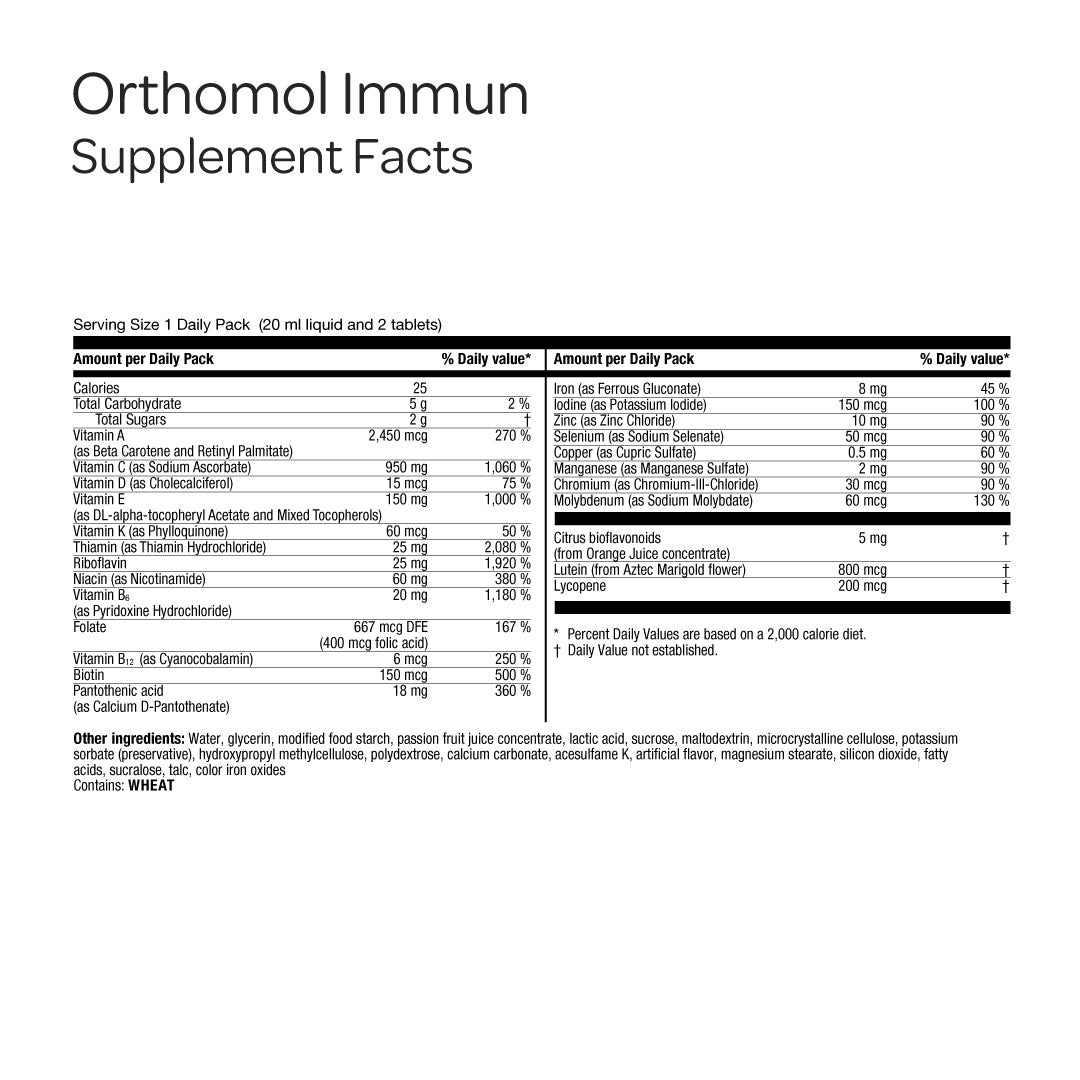 Orthomol Immun — Daily Immune Support with Vitamins A–E, Zinc & Selenium | Liquid Vials | 7-Day Supply