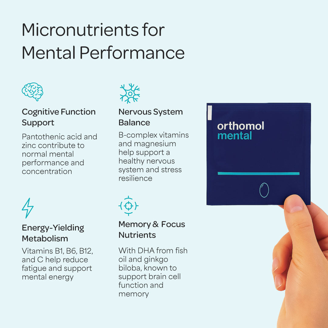 Orthomol Mental — Premium Cognitive Support for Focus & Energy with Essential Brain Nutrients | Capsules | 30-Day Supply