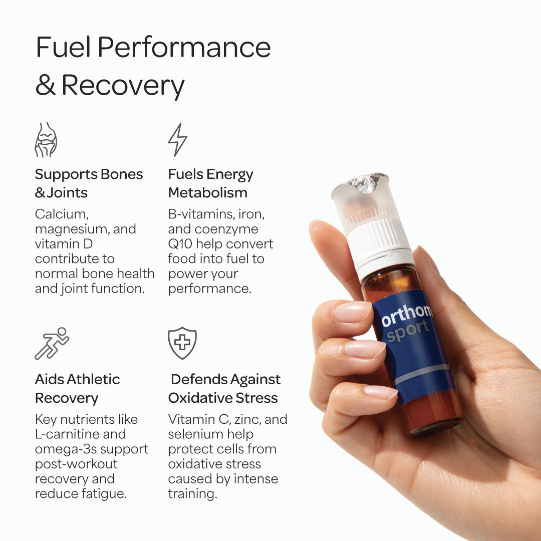 Orthomol Sport — Advanced Sports Nutrition with Essential Vitamins, Minerals, Omega-3, CoQ10 & L-Carnitine for Performance, Endurance & Recovery | Liquid Vials | 30-Day Supply