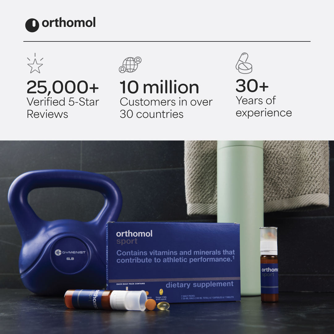 Orthomol Sport — Advanced Sports Nutrition with Essential Vitamins, Minerals, Omega-3, CoQ10 & L-Carnitine for Performance, Endurance & Recovery | Liquid Vials | 30-Day Supply