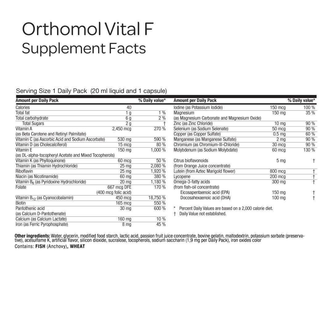 Orthomol Vital F – Liquid Vials | 7-Day Women's Supplement for Daily Energy, Vitality & Fatigue Support with Magnesium, B Vitamins & Omega-3