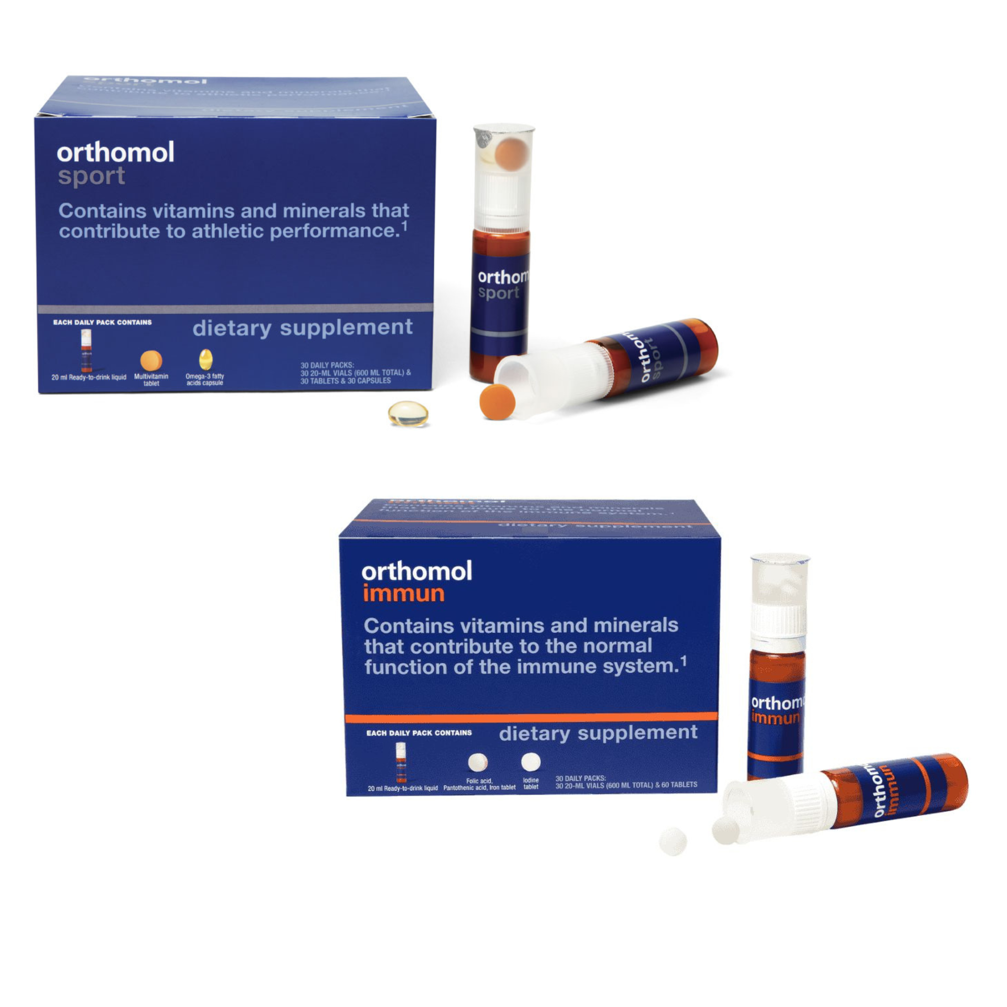 Orthomol Immun + Sport — Immune & Performance Nutrition Support Bundle | Liquid Vials | 30-Day Supply