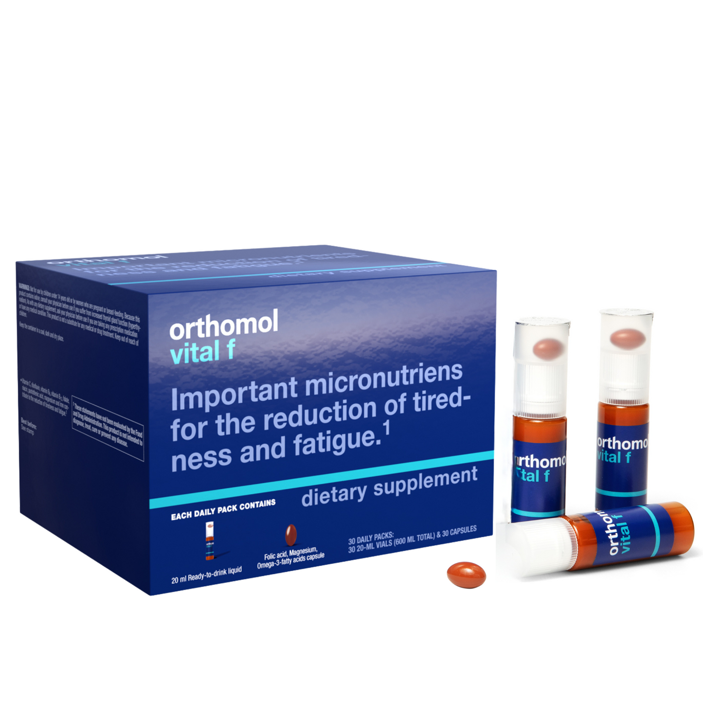 Orthomol Vital F – Liquid Vials | 30-Day Supply of Women's Supplement for Daily Energy, Vitality & Fatigue Support with Magnesium, B Vitamins & Omega-3