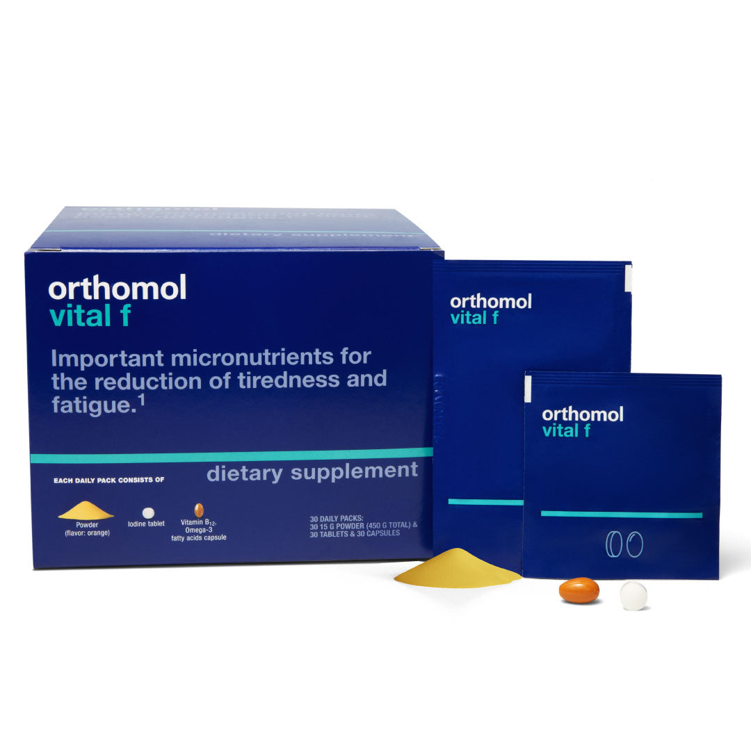 Orthomol Vital F — Women’s Daily Energy & Vitality Support with B Vitamins, Calcium & Omega-3 | Powder Combination | 30-Day Supply
