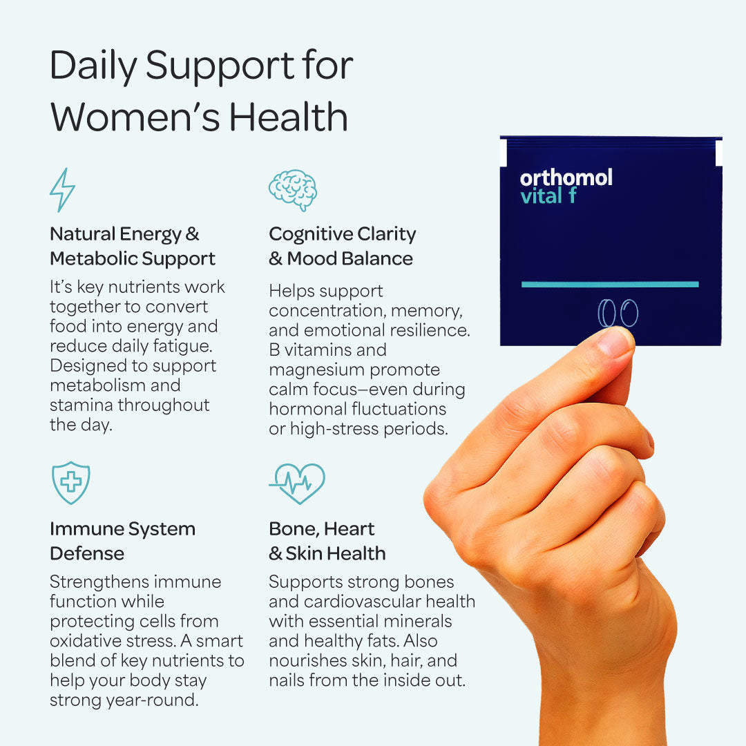 Orthomol Vital F – Powder & Capsule Packs | 30-Day Women's Supplement for Daily Energy, Vitality & Fatigue Support with B Vitamins, Calcium & Omega-3