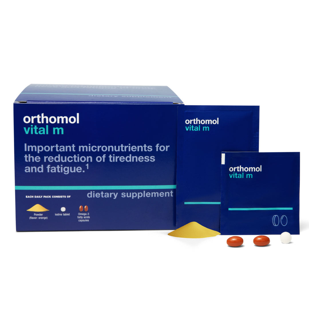 Orthomol Vital M — Men’s Daily Energy & Vitality Support with B Vitamins, Magnesium & Omega-3 | Powder & Capsules | 30-Day Supply