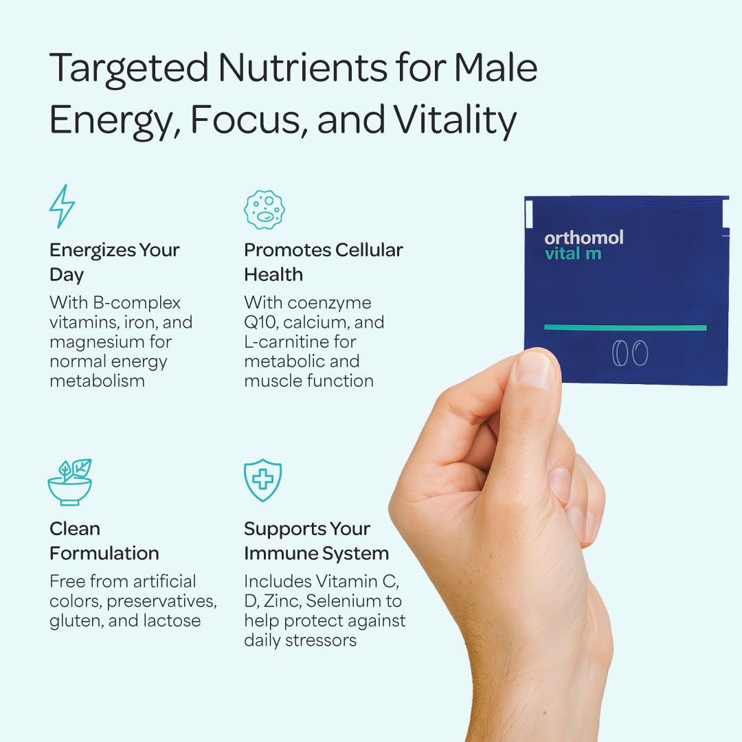 Orthomol Vital M — Men’s Daily Energy & Vitality Support with B Vitamins, Magnesium & Zinc | Tablets & Capsules | 30-Day Supply