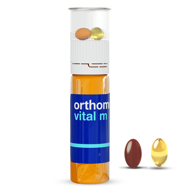 Orthomol Vital M Vial, Daily Liquid Vitamin Supplement for Men, 7-Day Supply, Supports Energy & Vitality, Includes Vitamins A, B, C, D, E, K, Iodine & Omega-3