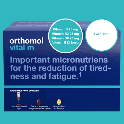 Orthomol Vital M Liquid Vial for Men, 30-Day Vitamin Supplement – Daily Energy, Fatigue Reduction & Vitality Support with Vitamins A, B, C, D, E, K, Omega-3 & Iodine