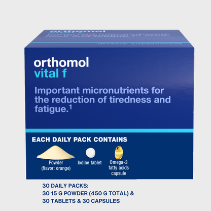 Orthomol Vital F – Powder & Capsule Packs | 30-Day Women's Supplement for Daily Energy, Vitality & Fatigue Support with B Vitamins, Calcium & Omega-3