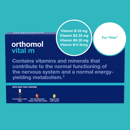 Orthomol Vital M Vial, Daily Liquid Vitamin Supplement for Men, 7-Day Supply, Supports Energy & Vitality, Includes Vitamins A, B, C, D, E, K, Iodine & Omega-3