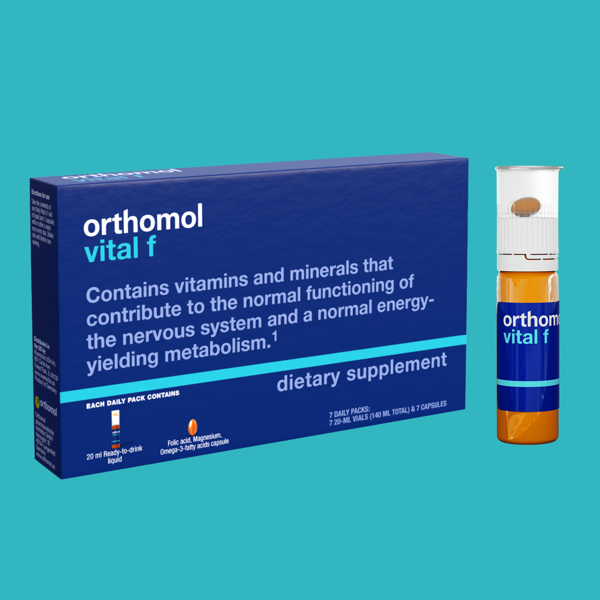 Orthomol Vital F – Liquid Vials | 7-Day Women's Supplement for Daily Energy, Vitality & Fatigue Support with Magnesium, B Vitamins & Omega-3