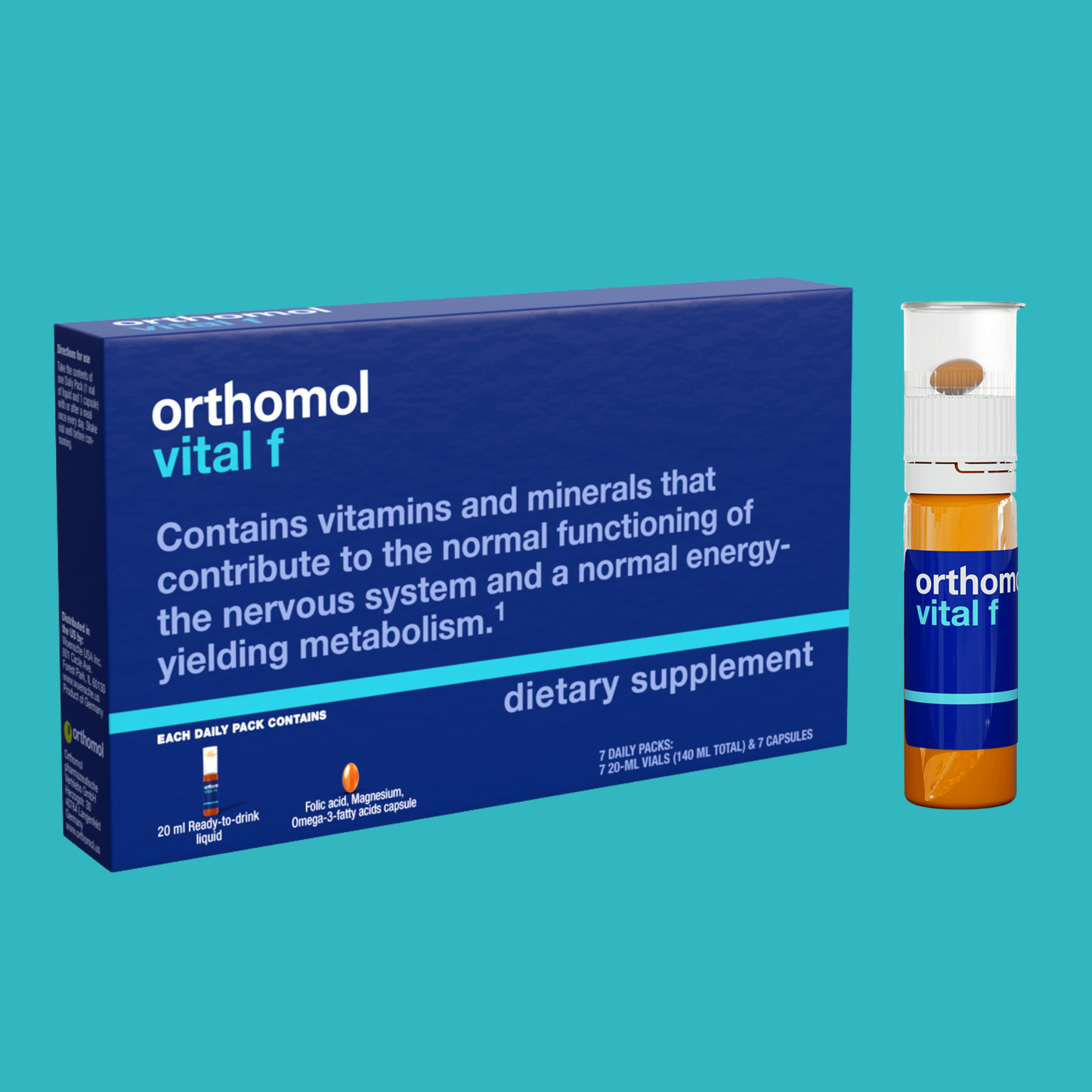 Orthomol Vital F – Liquid Vials | 7-Day Women's Supplement for Daily Energy, Vitality & Fatigue Support with Magnesium, B Vitamins & Omega-3