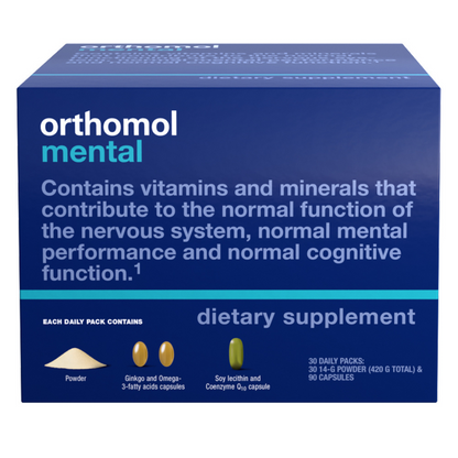 Orthomol Mental, 30-Day Supply, Premium Cognitive Support Supplement with Essential Brain Nutrients for Enhanced Focus & Energy