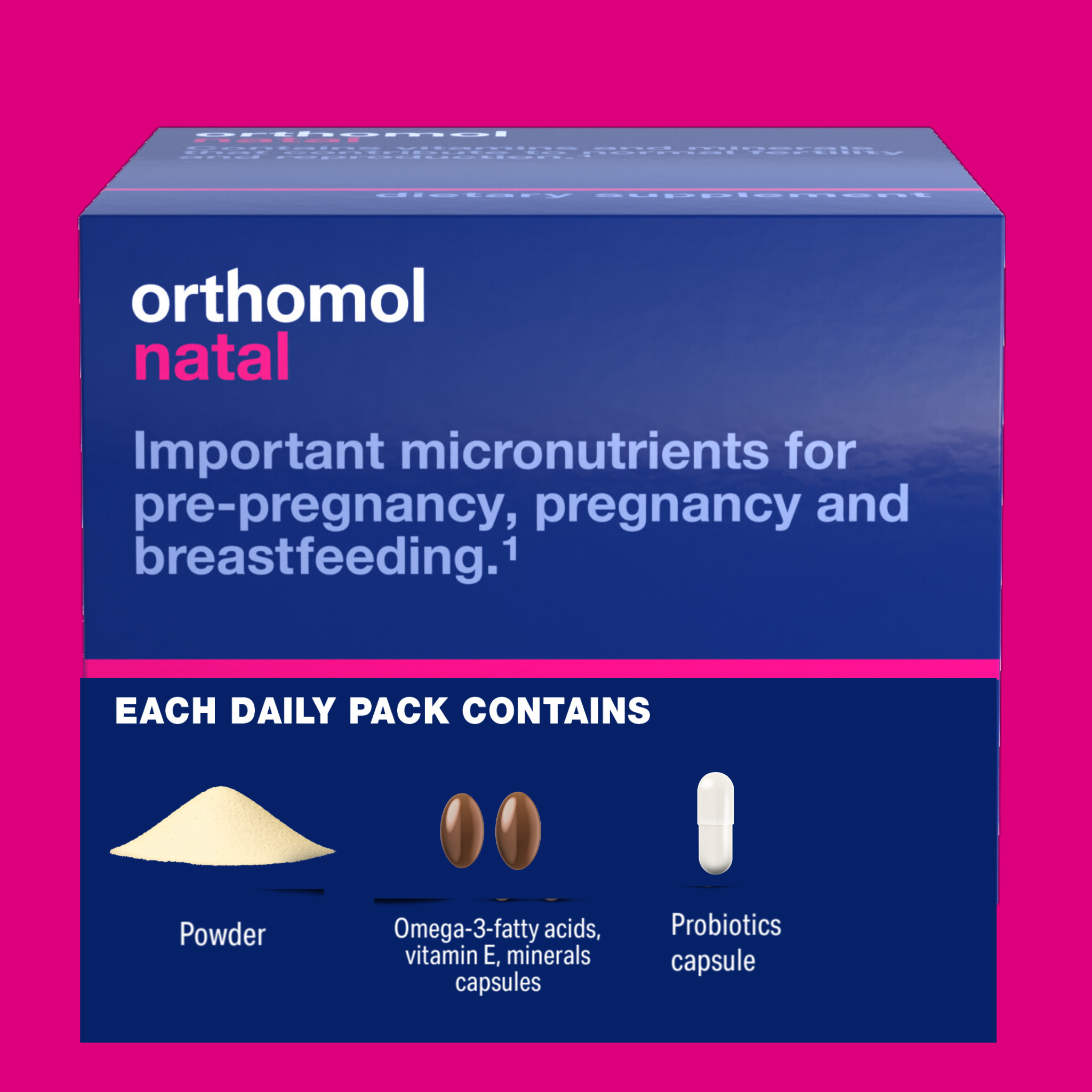 Orthomol Natal – Powder Packs | 30-Day Advanced Prenatal & Postnatal Supplement with DHA, Folic Acid & Essential Daily Micronutrients