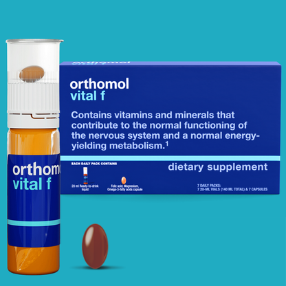 Orthomol Vital F Vial, Daily Liquid Multivitamin for Women, 30-Day Supply, Boosts Energy, Reduces Fatigue & Supports Overall Well-being, Includes Vitamins A, B, C, D, E, K, Calcium, Iodine & Omega-3