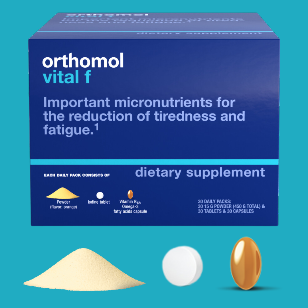 Orthomol Vital F Powder & Tablet Packet, Women's Multivitamin, 30-Day Supply, Vitamins A, B, C, D, E, K, Calcium, Iodine, Omega-3