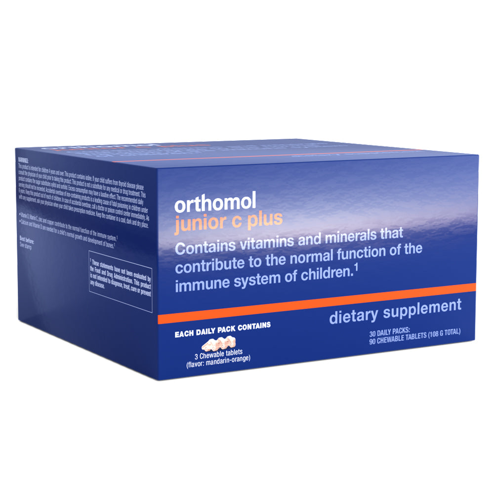Orthomol Immun Junior C Plus – 30-Day Supply | Children's Chewable Immune Support in Tangerine Flavor