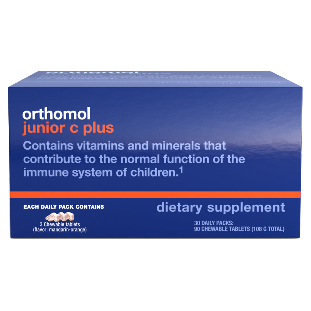 Orthomol Immun Junior C Plus – 30-Day Supply | Children's Chewable Immune Support in Tangerine Flavor