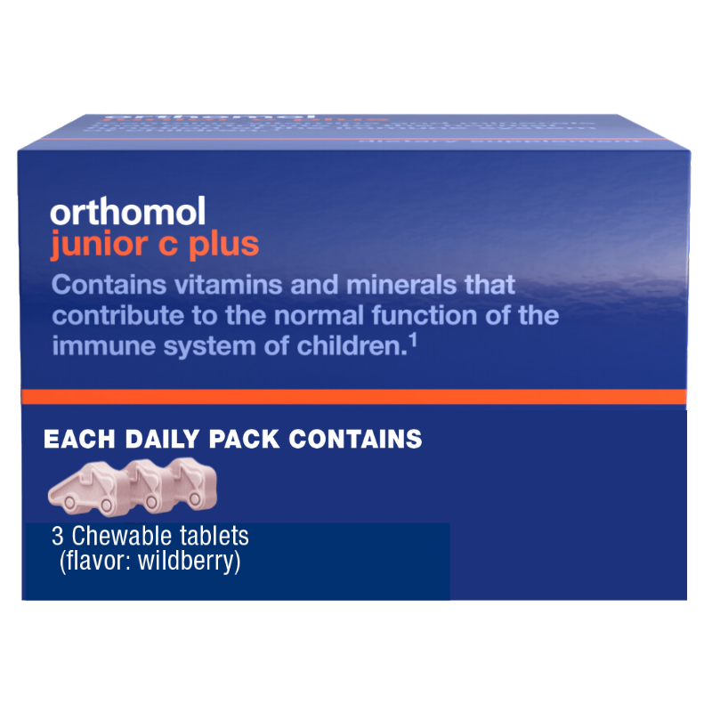 Orthomol Immun Junior C Plus – 30-Day Supply | Children's Chewable Immune Support in Wildberry Flavor