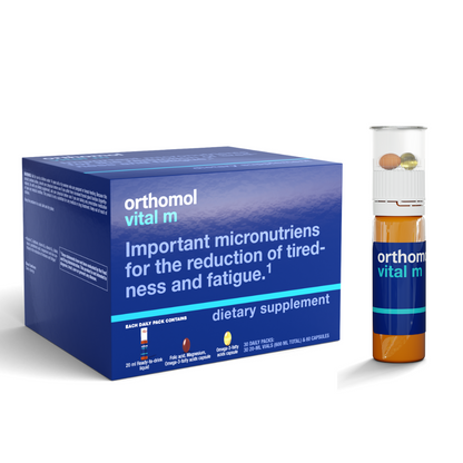 Orthomol Vital M Liquid Vial for Men, 30-Day Vitamin Supplement – Daily Energy, Fatigue Reduction & Vitality Support with Vitamins A, B, C, D, E, K, Omega-3 & Iodine