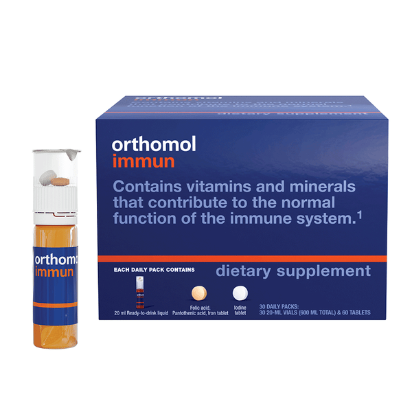 Orthomol Immun Vial, Daily Liquid Immune Support Supplement, 30-Day Supply,  Includes Vitamins A, B, C, D, E, Zinc & Iodine, Premium Formula for ...