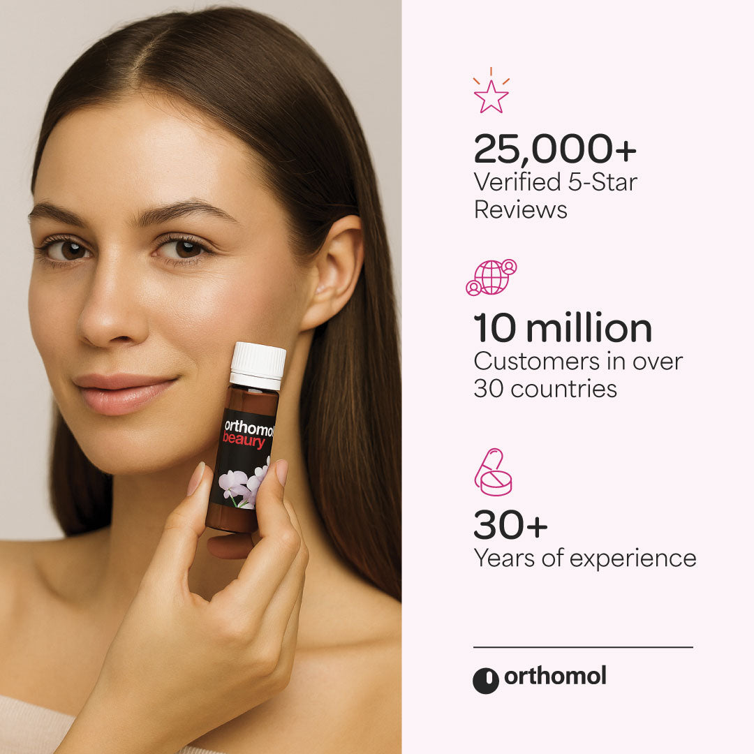 Orthomol Beauty — Women’s Beauty Supplement for Hair, Skin & Nail Health with Collagen & CoQ10 | Liquid Vials | 30-Day Supply