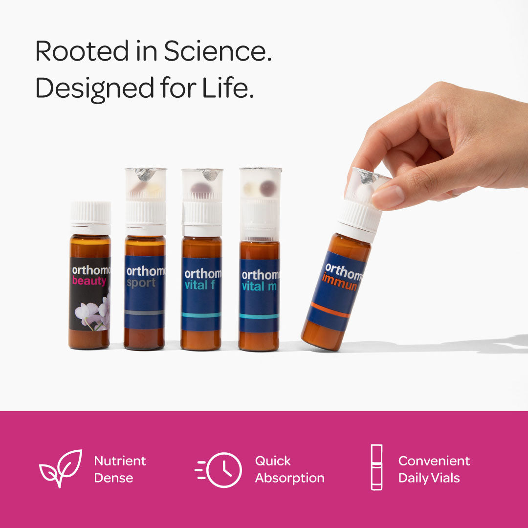 Orthomol Beauty — Women’s Beauty Supplement for Hair, Skin & Nail Health with Collagen & CoQ10 | Liquid Vials | 30-Day Supply