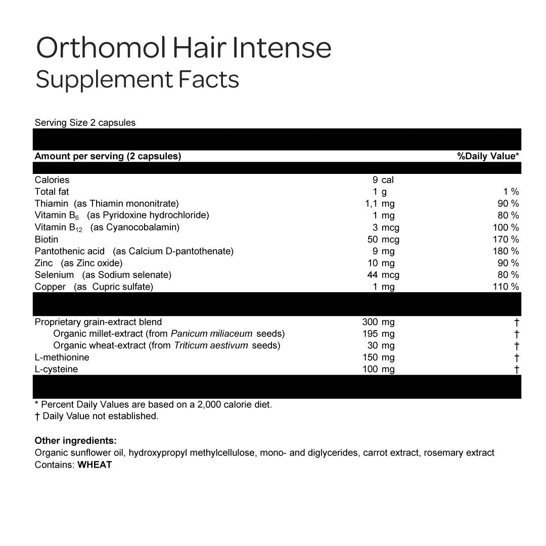 Orthomol Hair Intense — Hair Growth Support with Patented Ingredients | Capsules | 30-Day Supply