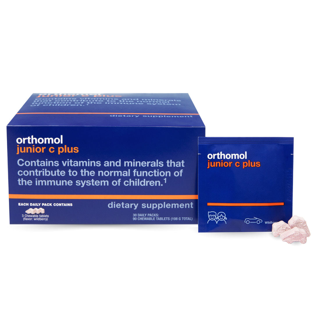 Orthomol Immun Junior C Plus – 30-Day Supply | Children's Chewable Immune Support in Wildberry Flavor