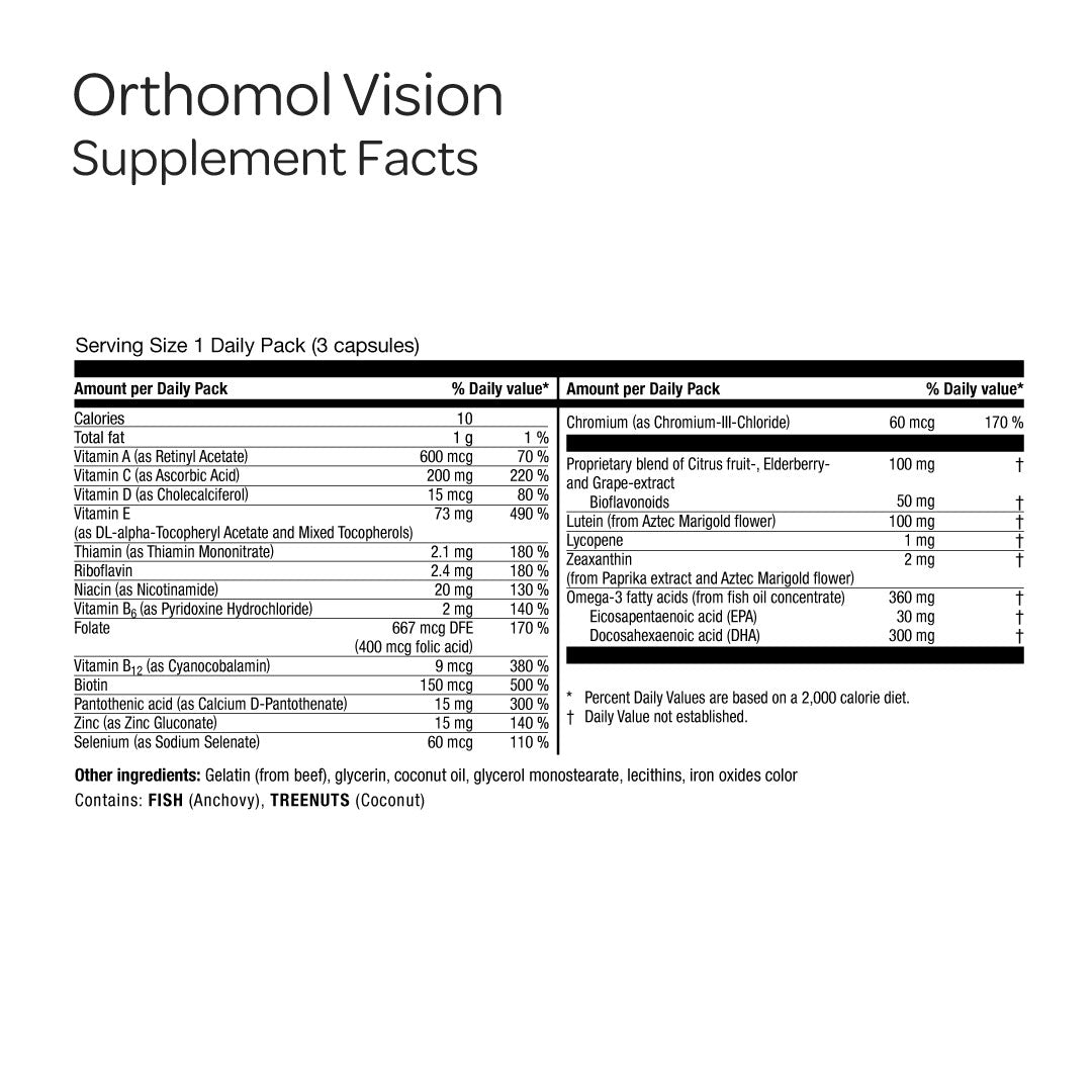 Orthomol Vision — Comprehensive Eye Health Support with Micronutrients for Vision & Eye Wellness | Gel Capsules | 30-Day Supply