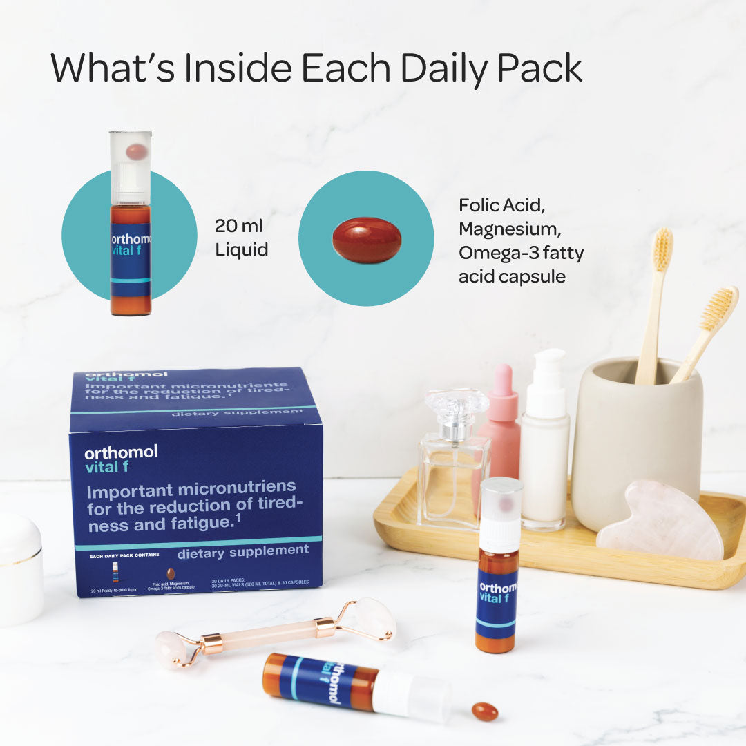 Orthomol Vital F – Liquid Vials | 7-Day Women's Supplement for Daily Energy, Vitality & Fatigue Support with Magnesium, B Vitamins & Omega-3
