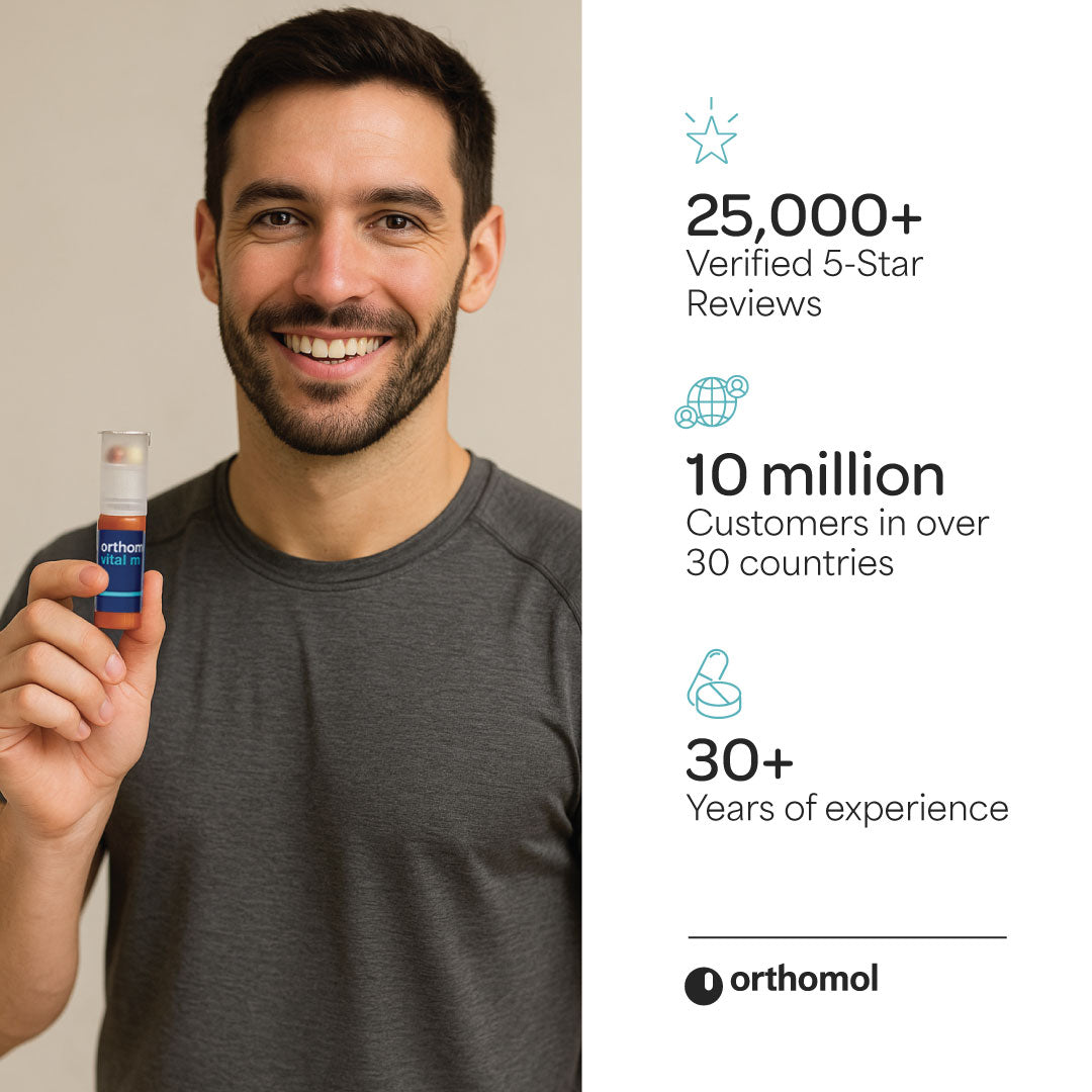 Orthomol Vital M Liquid Vials | 30-Day Supply of Men's Supplement for Daily Energy, Vitality & Fatigue Support with B Vitamins, Magnesium & Zinc