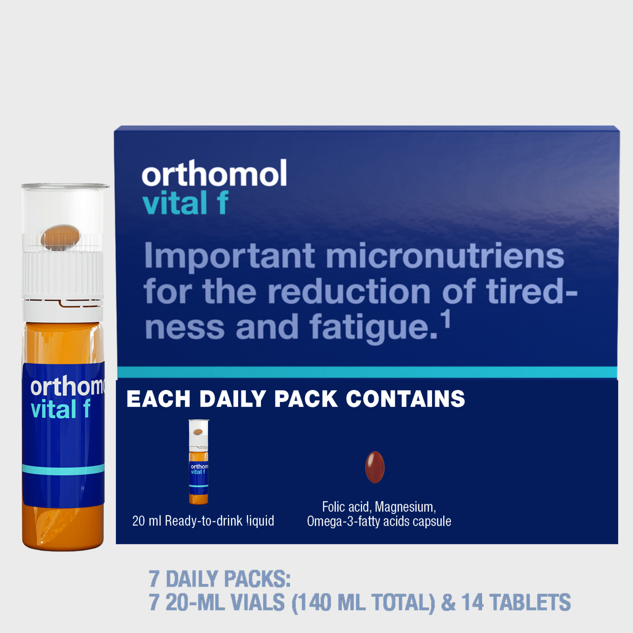 Orthomol Vital F – Liquid Vials | 30-Day Supply of Women's Supplement for Daily Energy, Vitality & Fatigue Support with Magnesium, B Vitamins & Omega-3