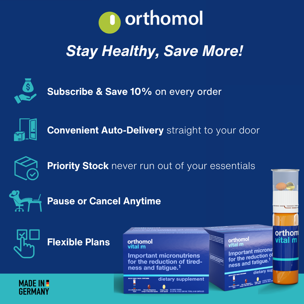 Orthomol Vital M Liquid Vial for Men, 30-Day Vitamin Supplement – Daily Energy, Fatigue Reduction & Vitality Support with Vitamins A, B, C, D, E, K, Omega-3 & Iodine