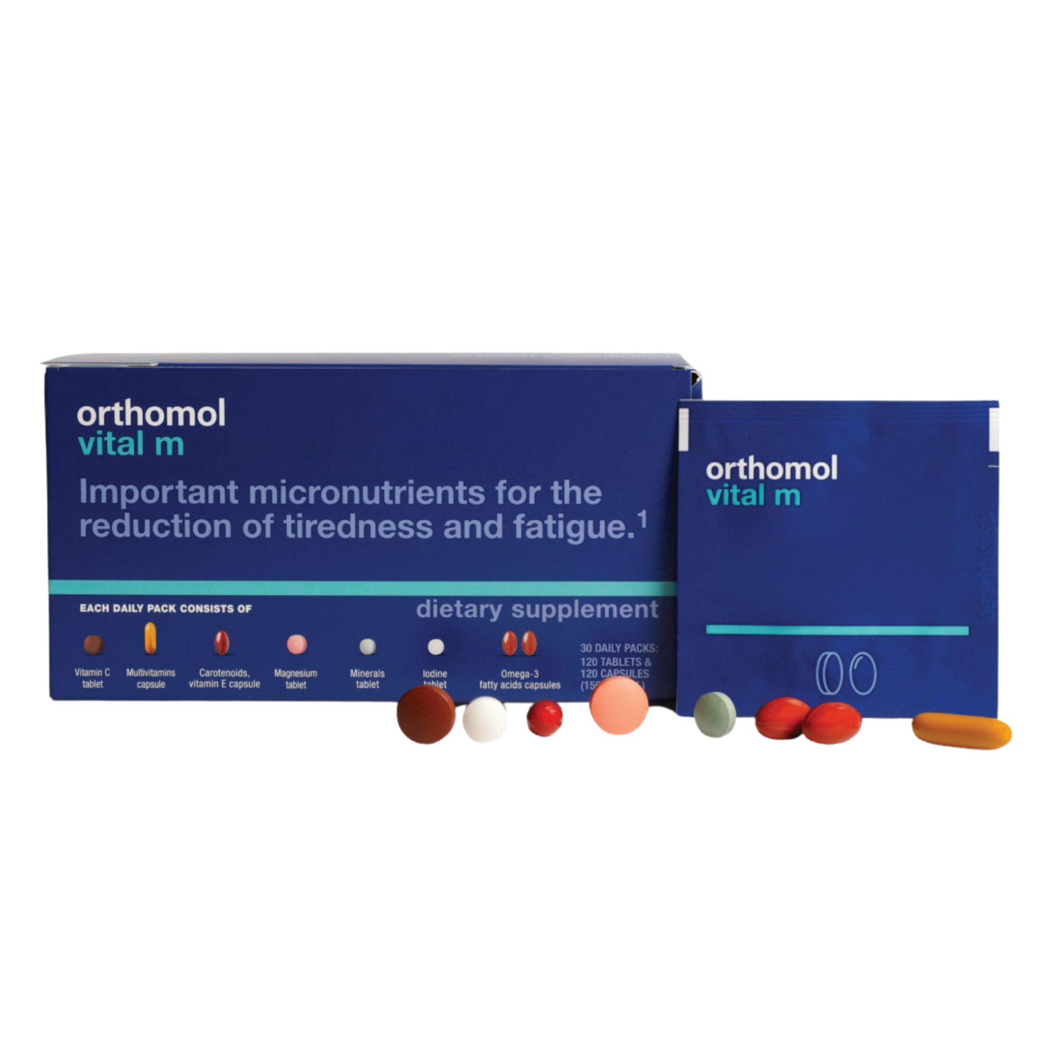 Orthomol Vital M — Men’s Daily Energy & Vitality Support with B Vitamins, Magnesium & Zinc | Tablets & Capsules | 30-Day Supply