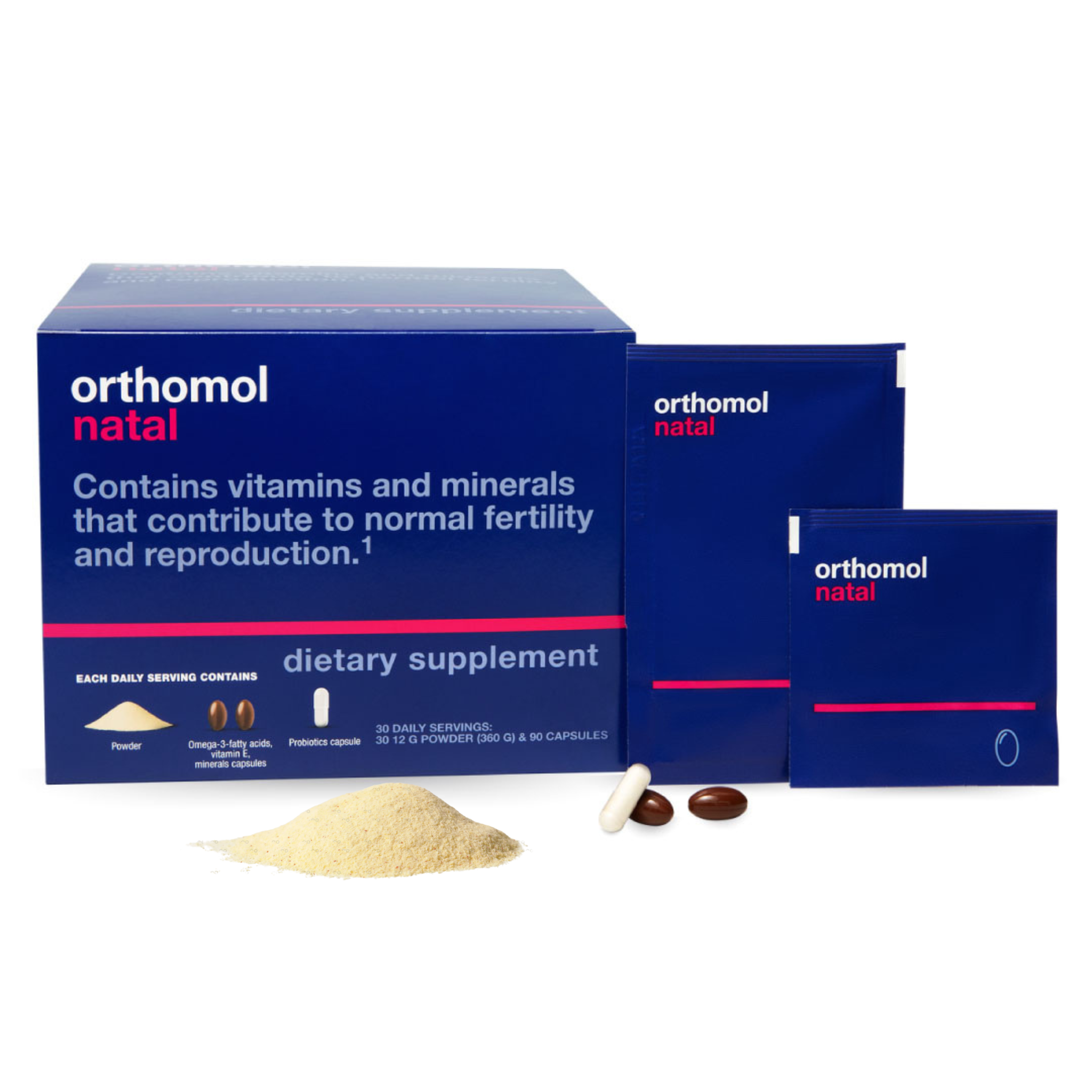 Orthomol Natal — Prenatal & Postnatal Support with DHA, Folic Acid & Daily Micronutrients | Powder & Capsule Combo | 30-Day Supply