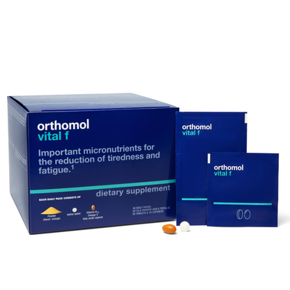Orthomol Vital F – Powder & Capsule Packs | 30-Day Women's Supplement for Daily Energy, Vitality & Fatigue Support with B Vitamins, Calcium & Omega-3