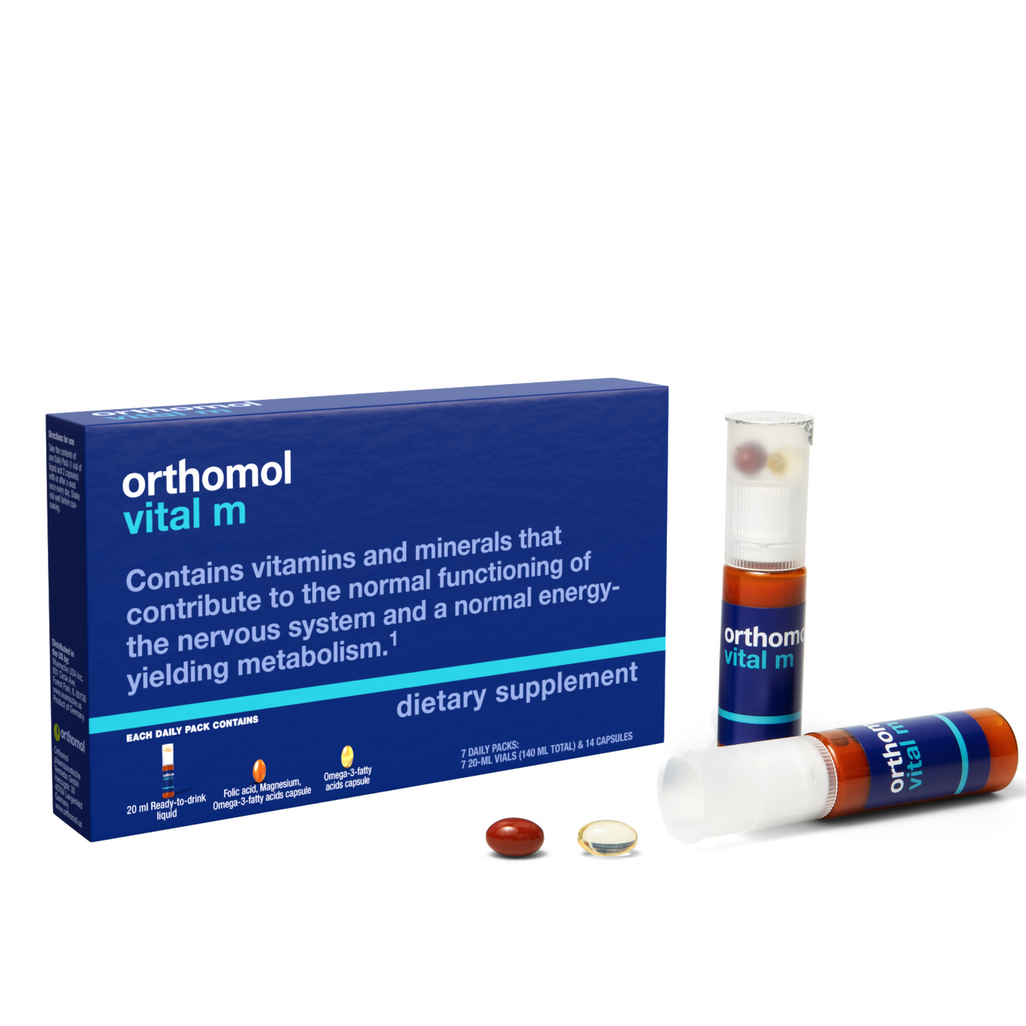 Orthomol Vital M – Liquid Vials | 7-Day Supply of Men's Supplement for Daily Energy, Vitality & Fatigue Support with B Vitamins, Magnesium & Zinc