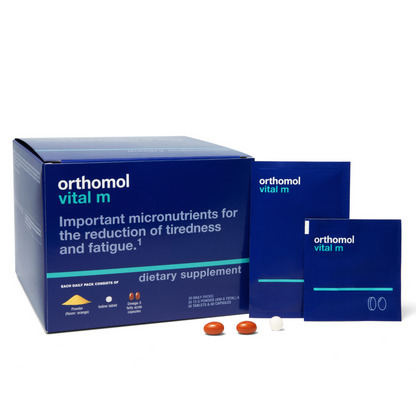Orthomol Vital M – Powder & Capsule Packs | 30-Day Men's Supplement for Daily Energy, Vitality & Fatigue Support with B Vitamins, Magnesium & Omega-3