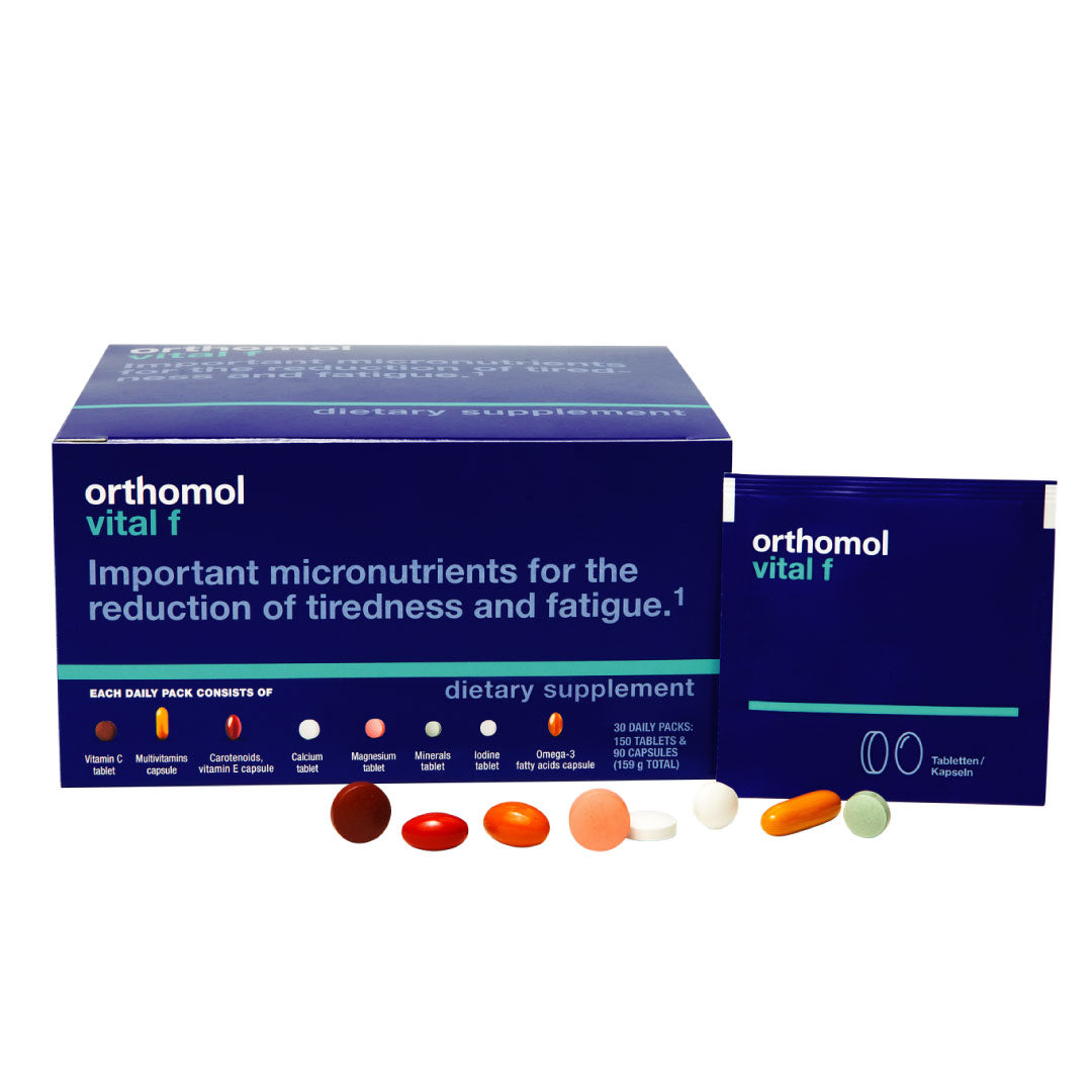 Orthomol Vital F – Tablet & Capsule Packs | 30-Day Women's Supplement Daily Energy, Vitality & Fatigue Support with B Vitamins, Calcium & Magnesium