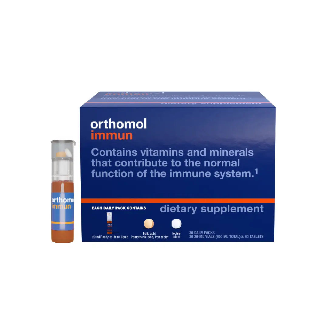 Orthomol Immun Vial, Daily Liquid Immune Support Supplement, 30-Day Supply, Includes Vitamins A, B, C, D, E, Zinc & Iodine, Premium Formula for Enhanced Immune Defense