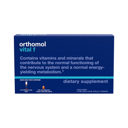 Orthomol Vital F Vial, Daily Liquid Multivitamin for Women, 7-Day Supply, Boosts Energy, Reduces Fatigue & Supports Overall Well-being, Includes Vitamins A, B, C, D, E, K, Calcium, Iodine & Omega-3