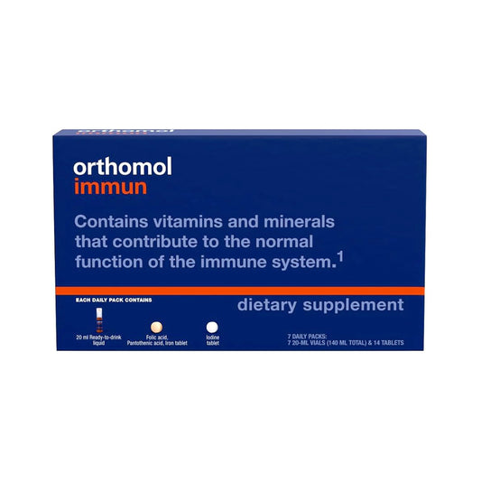 Orthomol Immun Vial, Daily Liquid Immune Support Supplement, 7-Day Supply, Includes Vitamins A, B, C, D, E, Zinc & Iodine, Premium Formula for Enhanced Immune Defense