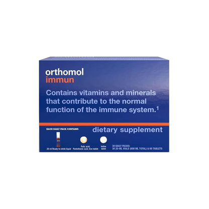 Orthomol Immun Vial, Daily Liquid Immune Support Supplement, 30-Day Supply, Includes Vitamins A, B, C, D, E, Zinc & Iodine, Premium Formula for Enhanced Immune Defense