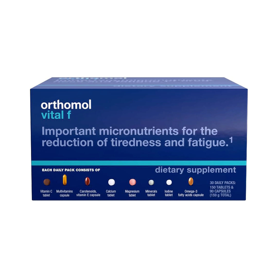 Orthomol Vital F Tablet Packets, Women's Multivitamin, 30-Day Supply, Vitamins A, B, C, D, E, K, Calcium, Iodine, Omega-3