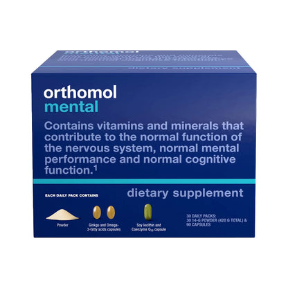 Orthomol Mental, 30-Day Supply, Premium Cognitive Support Supplement with Essential Brain Nutrients for Enhanced Focus & Energy