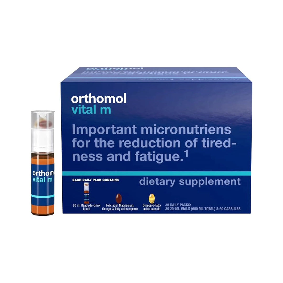 Orthomol Vital M Vial, Daily Liquid Vitamin Supplement for Men, 30-Day Supply, Supports Energy & Vitality, Includes Vitamins A, B, C, D, E, K, Iodine & Omega-3