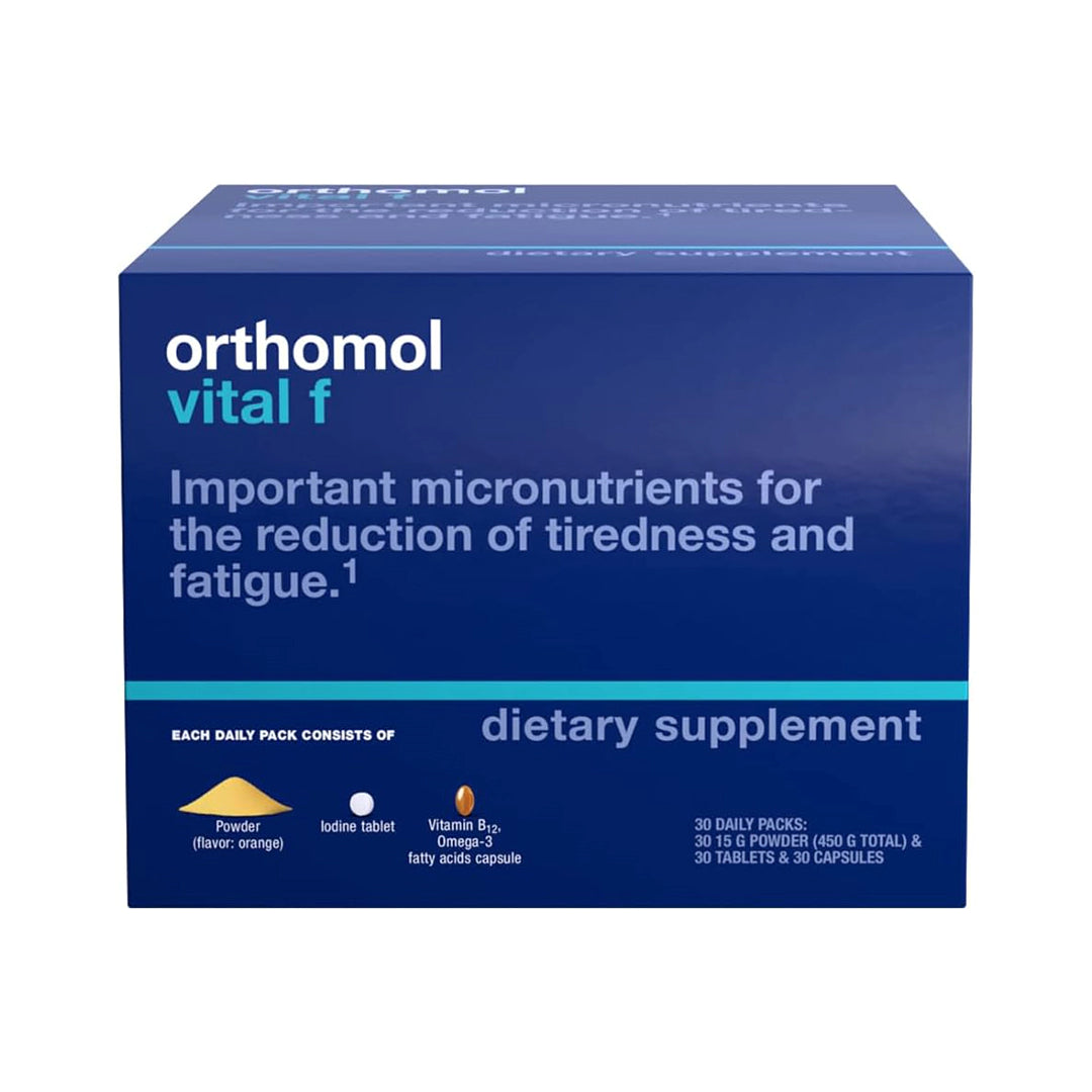 Orthomol Vital F Powder & Tablet Packet, Women's Multivitamin, 30-Day Supply, Vitamins A, B, C, D, E, K, Calcium, Iodine, Omega-3