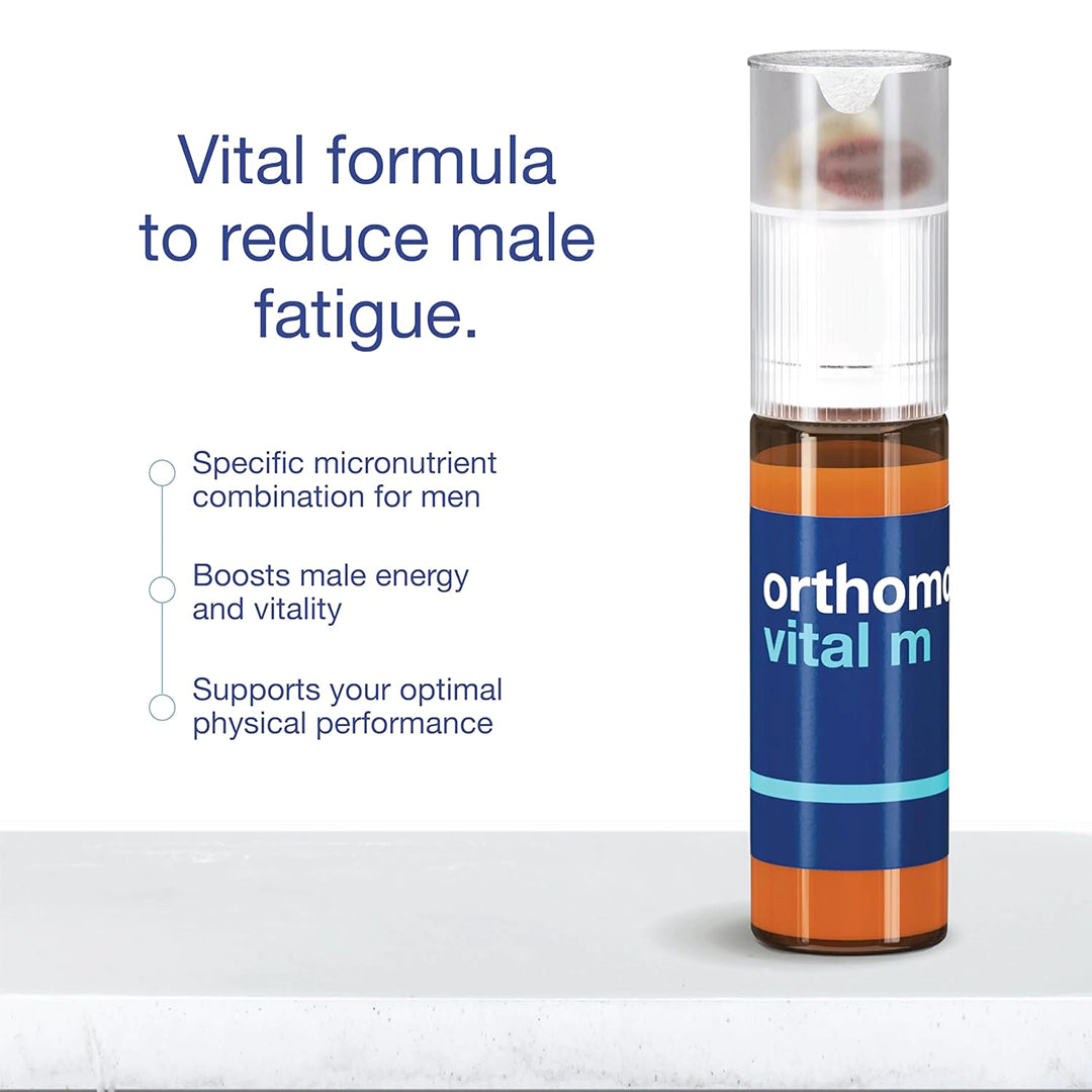 Orthomol Vital M Vial, Daily Liquid Vitamin Supplement for Men, 30-Day Supply, Supports Energy & Vitality, Includes Vitamins A, B, C, D, E, K, Iodine & Omega-3